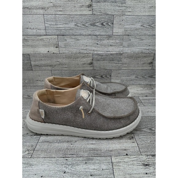 Hey Dude Wendy Metallic Sparkle Shoes Womens Size 7 Rose Gold Glitter Comfort - Picture 7 of 10